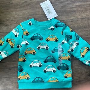 Little sweatshirt, 3 to 6 months teal with cars